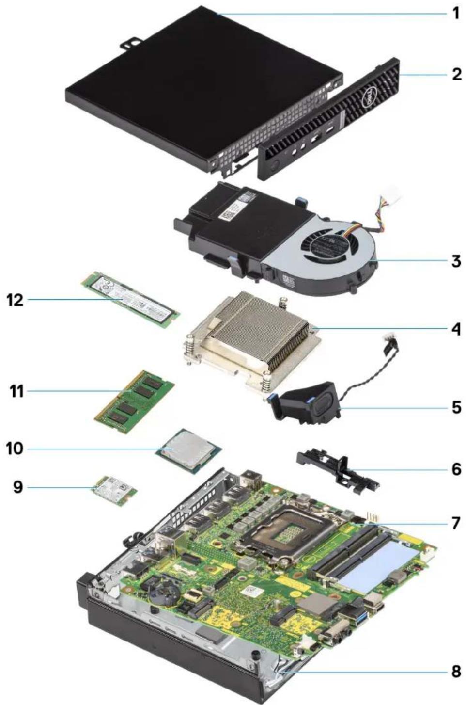 DELL OptiPlex 7000 Micro - OptiPlex 7000 Micro の主要なコンポーネント - 1