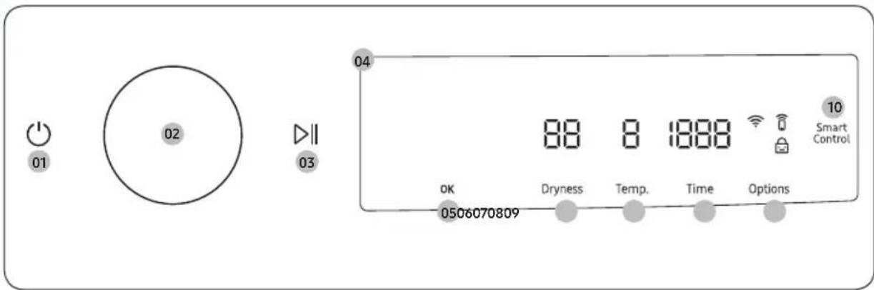 SAMSUNG DV25B6900EX - Control panel - 1