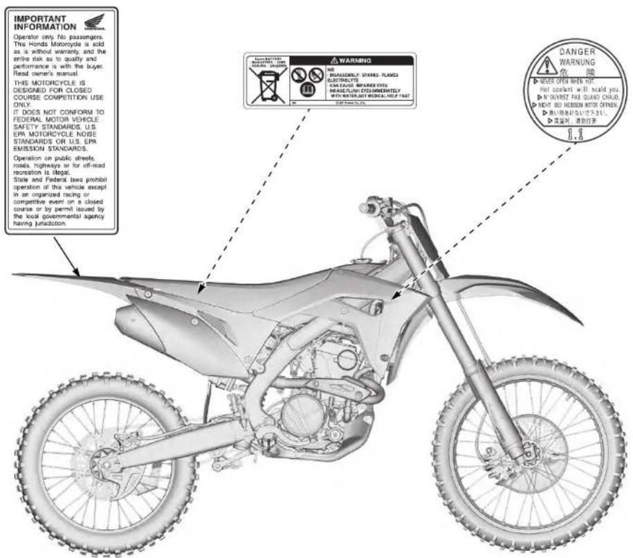 Honda CRF250R (2019) - Etiquettes (type ED) - 2