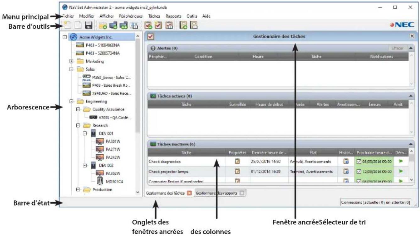 NEC NaViSet Administrator 2 - Fenêtre principale - 1