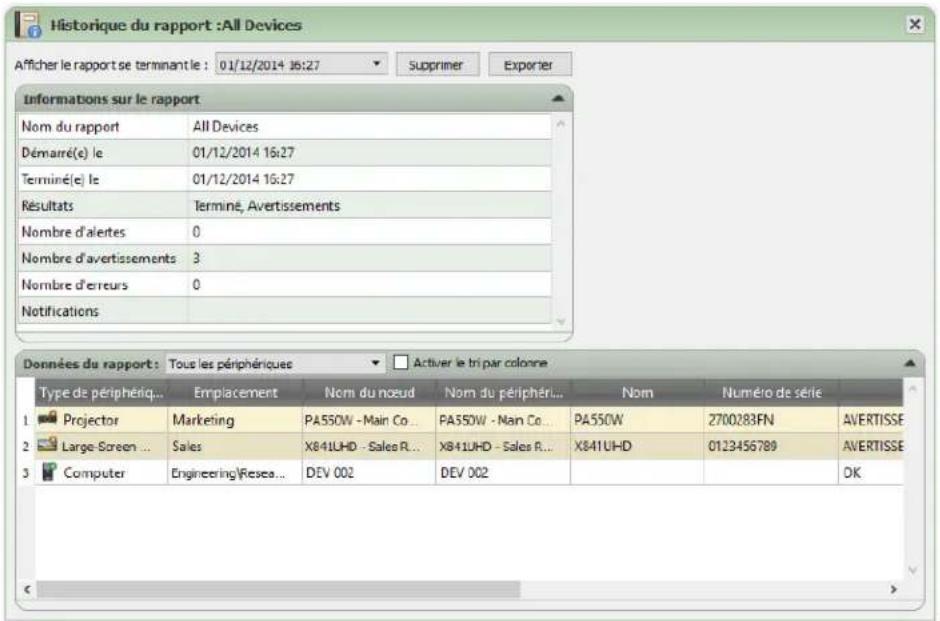 NEC NaViSet Administrator 2 - Historique de rapport - 1