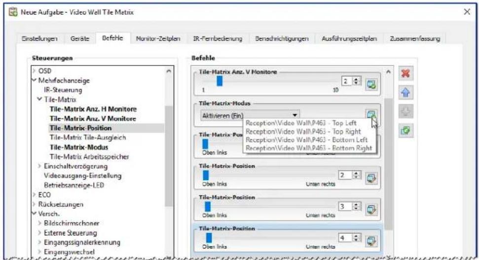 NEC NaViSet Administrator 2 - Beisplaufgabe: Verwenden von gerätespezifischen Steuerungen zur Konfiguration einer Tile-Matrix - 6