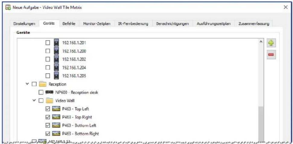 NEC NaViSet Administrator 2 - Beisplaufgabe: Verwenden von gerätespezifischen Steuerungen zur Konfiguration einer Tile-Matrix - 1
