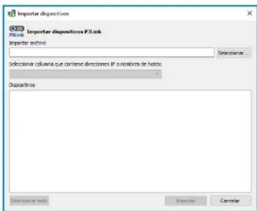 NEC NaViSet Administrator 2 - Cuadro de dialogo Importar dispositivos: dispositivos PJLink - 1