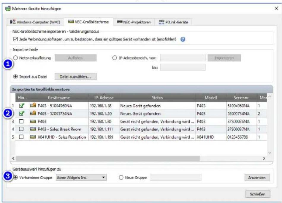 NEC NaViSet Administrator 2 - Hinzufugen mehrerer Geräte - 2