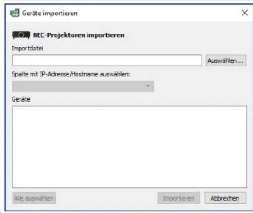 NEC NaViSet Administrator 2 - Dialogfeld „Geräte importieren“ – NEC-Projektoren - 1