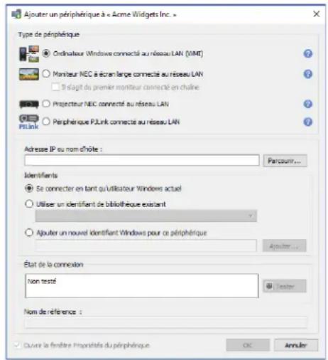 NEC NaViSet Administrator 2 - Ajout d'un ordinateur Windows connecté au réseau LAN (WMI; version pour Windows uniquely) - 1