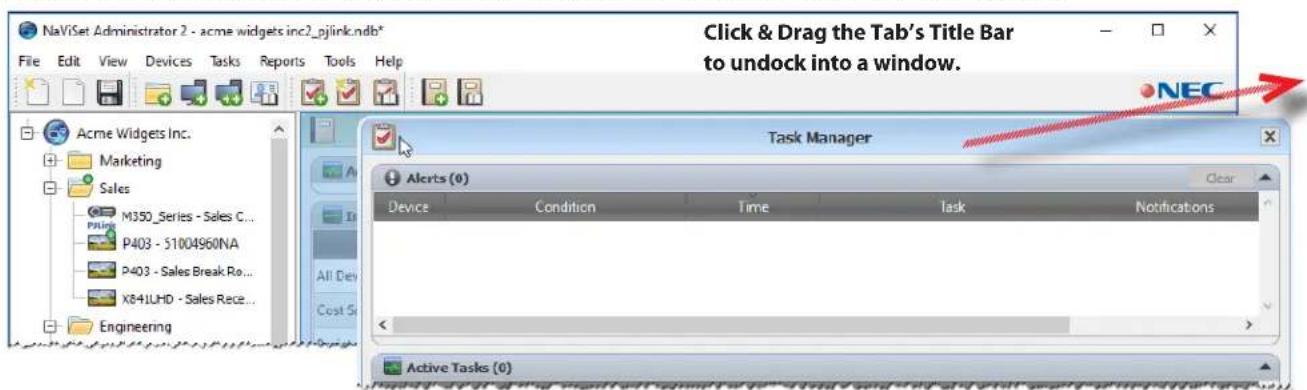 NEC NaViSet Administrator 2 - Dock Window Area - 1