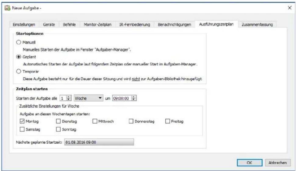 NEC NaViSet Administrator 2 - Registerkarte Ausführungszeitplan - 1