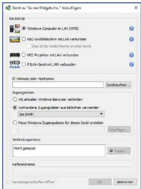 NEC NaViSet Administrator 2 - Hinzufugen eines einzelnen Windows-Computers im LAN (WMI) (nur Windows-Version) - 1