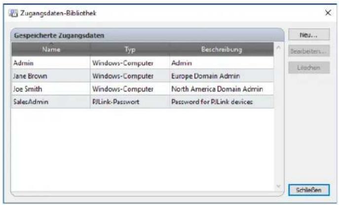 NEC NaViSet Administrator 2 - Verwenden der Zugangsdaten-Bibliothek - 1
