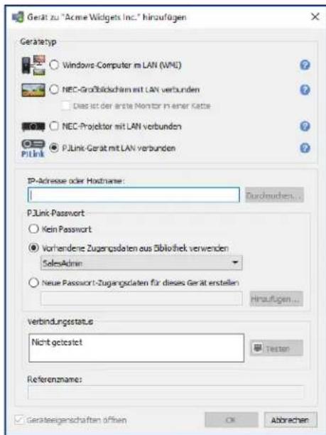NEC NaViSet Administrator 2 - Hinzufugen eines einzelnen mit dem LAN verbundenen PJLink-Geräts - 1