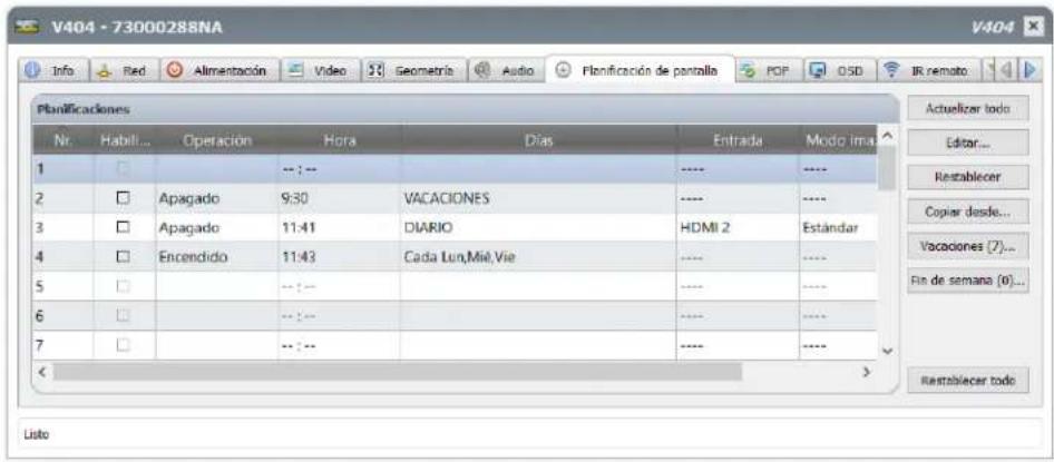 NEC NaViSet Administrator 2 - Planificaciones de días festivos y fines de/semana - 1