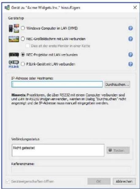 NEC NaViSet Administrator 2 - Hinzufugen eines einzelnen mit dem LAN verbundenen NEC-Projektors - 1