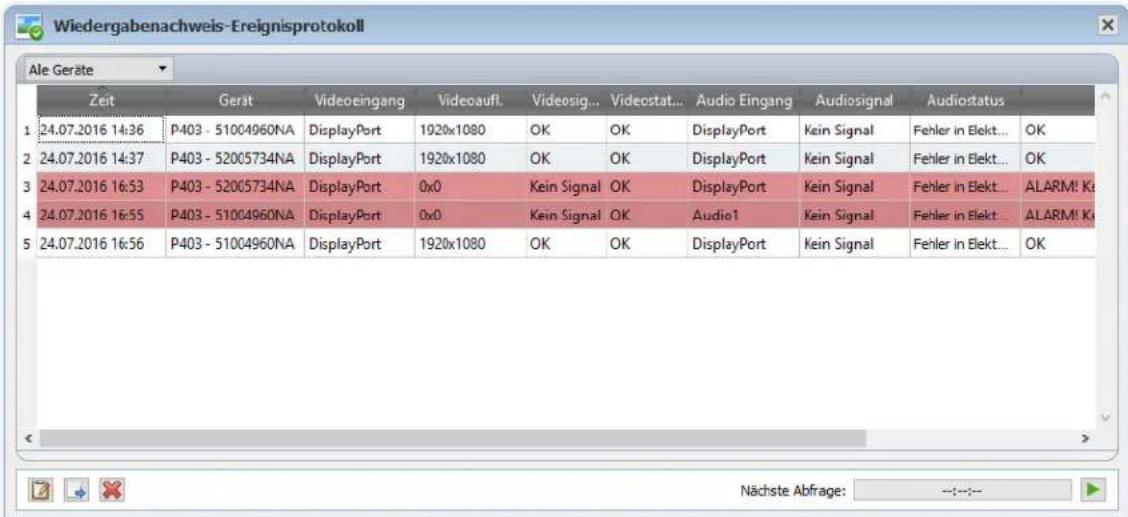 NEC NaViSet Administrator 2 - Fenster Ereignisprotokoll - 1