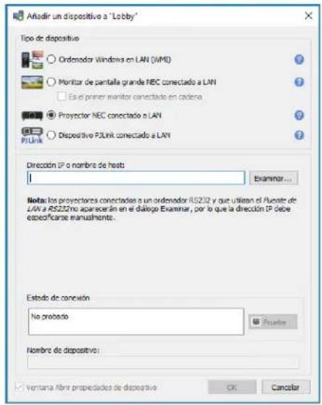 NEC NaViSet Administrator 2 - Adición de un solo projector NEC conectado a LAN - 1
