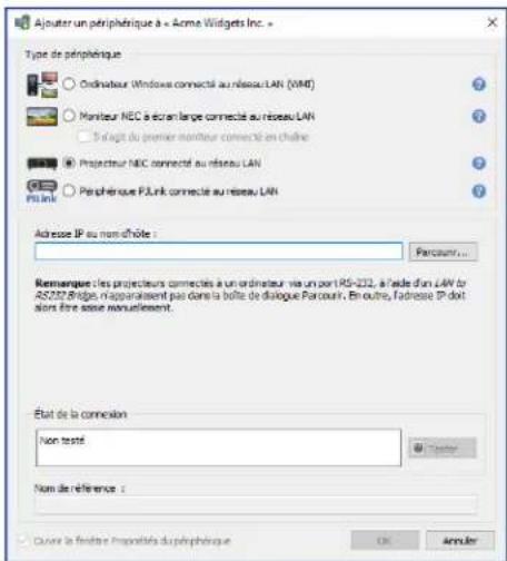 NEC NaViSet Administrator 2 - Ajout d'un projecteur NEC connecté au réseau LAN - 1