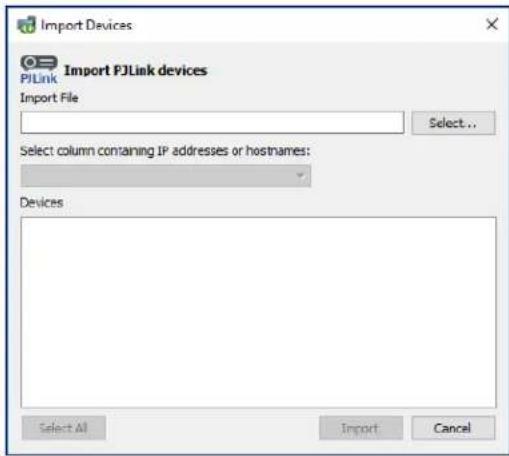 NEC NaViSet Administrator 2 - Import Devices Dialog - PJLink Devices - 1