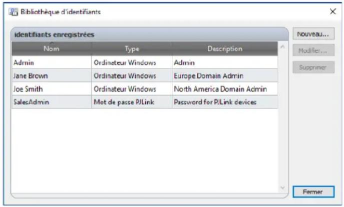 NEC NaViSet Administrator 2 - Utilisation de la bibliothèque d'identifiants - 1
