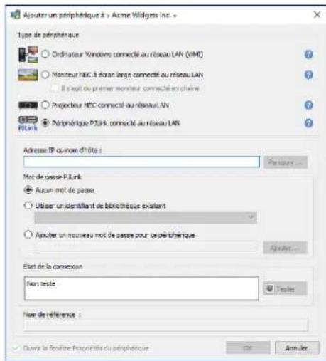 NEC NaViSet Administrator 2 - Ajout d'un seul péripérisque PJLink connecté au réseau LAN - 1