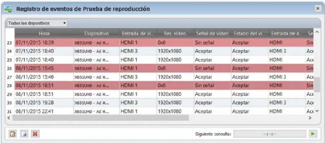 NEC NaViSet Administrator 2 - Ventana de registrar de eventos - 1