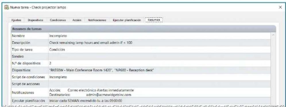 NEC NaViSet Administrator 2 - Ejempio de tarea: Compruebe si hay lámparas de proyectores que se tengan que reemplazar pronto - 6