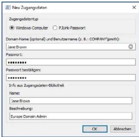 NEC NaViSet Administrator 2 - Hinzufügen von neuen Zugangsdaten - 1
