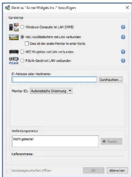 NEC NaViSet Administrator 2 - Hinzufugen von mit dem LAN verbundenen NEC-Großbildschirmen - 1