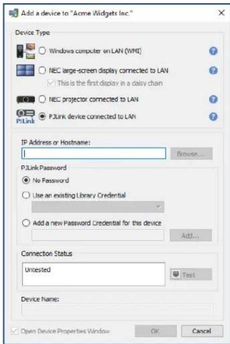 NEC NaViSet Administrator 2 - Adding a single PJLink device connected to LAN - 1