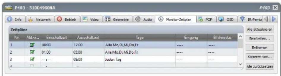 NEC NaViSet Administrator 2 - Eigenschaftenregisterkarte Monitor-Zeitplan - 4