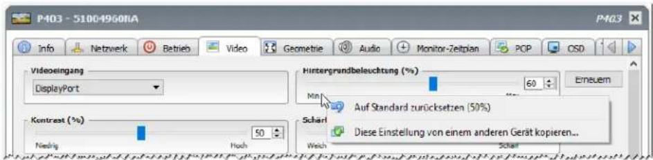 NEC NaViSet Administrator 2 - Kontextmenu von Steuerungen - 1