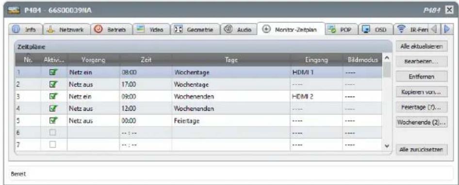 NEC NaViSet Administrator 2 - Zeitpläne für Feiertage und Wochenenden - 1