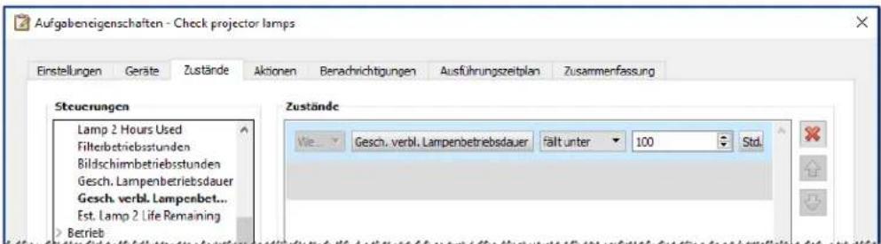 NEC NaViSet Administrator 2 - Beispielaufgabe: Überprüfen von Projektorlampen, die bald ersetzt werden müssen - 2