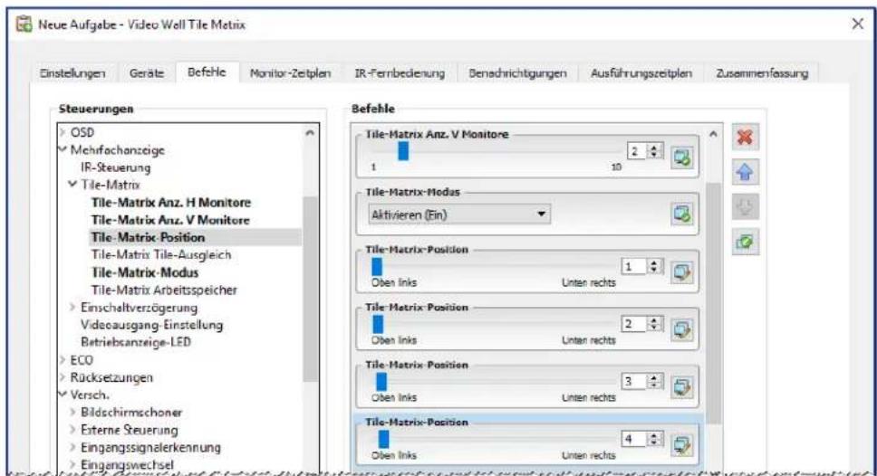 NEC NaViSet Administrator 2 - Beisplaufgabe: Verwenden von gerätespezifischen Steuerungen zur Konfiguration einer Tile-Matrix - 5