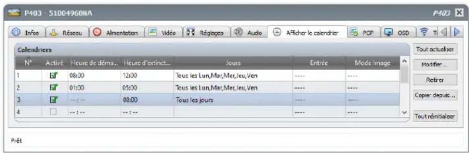NEC NaViSet Administrator 2 - Onglet de propriétés Calendrier du moniteur - 1