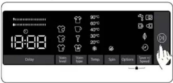 18:00 90°C 60°C 40°C 30°C 20°C Delay Stain level Stain type Temp Spin Options Save + Speed