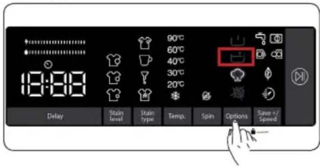 18:08 90°C 60°C 40°C 30°C 20°C Delay Stain level Stain type Temp. Spin Options Save +/Speed