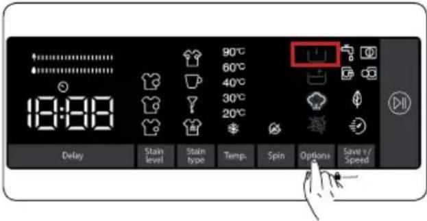 90°C 60°C 40°C 30°C 20°C 18:00 Delay Stain level Stain type Temp. Spin Options Save v/ Speed