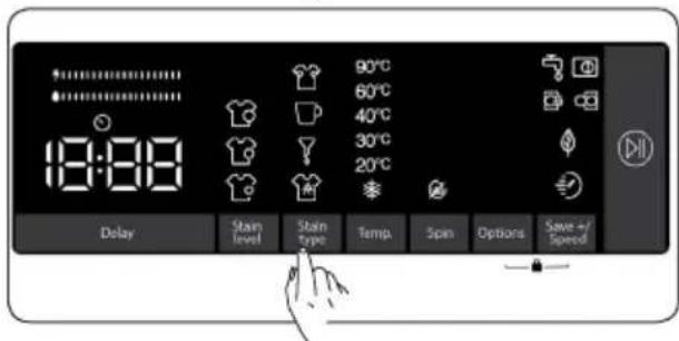 18:08 90°C 60°C 40°C 30°C 20°C Delay Stain Level Stain Type Temp. Spin Options Save +/Speed