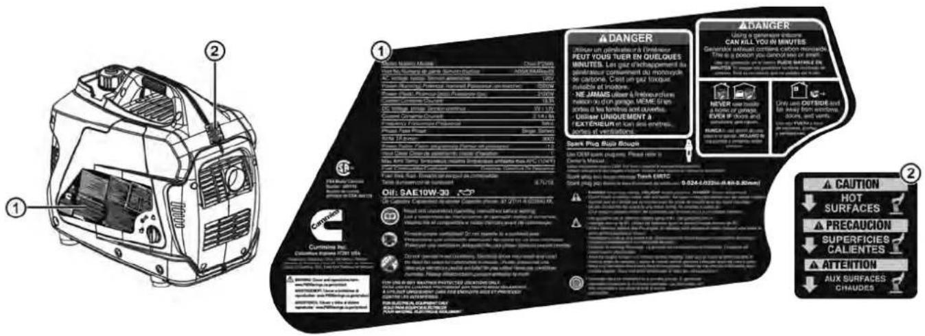 Cummins Onan P2500i - SAFETY LABELS AND DECALS - 1