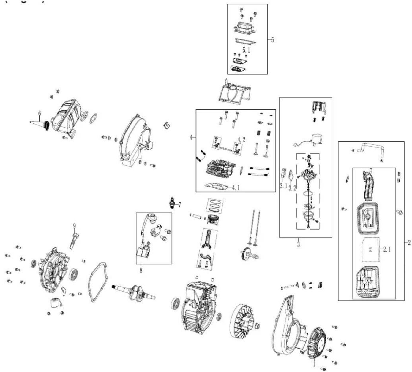 Cummins Onan P2500i - ENGINE EXPLODED VIEW - 1