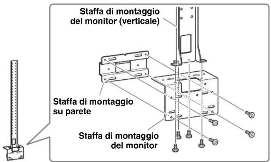 YAMAHA CS800 - Fissare la staffa di montaggio del monitor (verticale), la staffa di montaggio del monitor (per il montaggio su una staffa di montaggio su parete) e la staffa di montaggio su parete tramite le viti incluse con le stesse. - 1