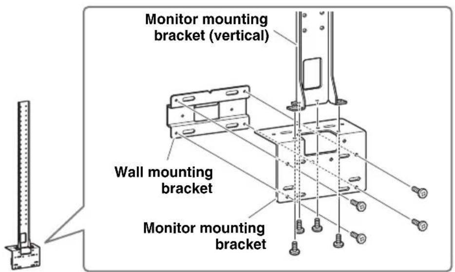 YAMAHA CS800 - Attach the monitor mounting bracket (vertical), monitor mounting bracket (for mounting onto wall mounting bracket) and the wall mounting bracket using the screws included with them. - 1