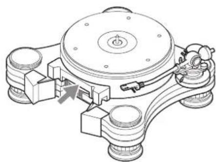 Esoteric Grandioso T1 - Place the spacer block on the base unit so that it touches the platter as shown in the illustration. - 1