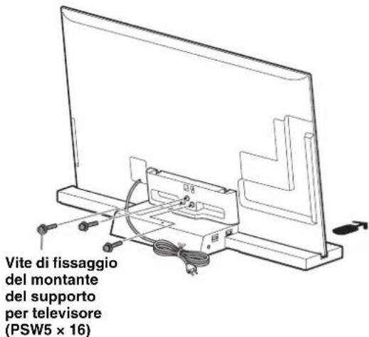 SONY SUB461S - Fissare il tevisore e il supporto per tevisore con le tre viti di fissaggio del montante del supporto per tevisore (PSW5 × 16) (in dotazione). - 1