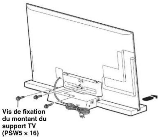 SONY SUB461S - Fixez le télévisuer et le support TV à l'aide des trois vis de fixation du montant du support TV (PSW5 × 16) (fournies). - 1