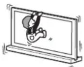 SONY SUB461S - Laen dig ikke ind over tv'et monteret på tv-bordet, og hæng ikke i det. - 1