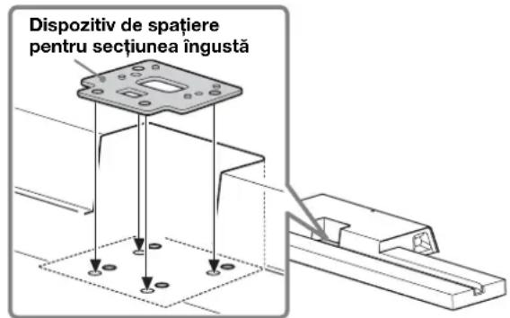 SONY SUB461S - Poiţionați disposizitivul de spațiere pentru sectiunea ingustă pe suportul televizorului. - 1