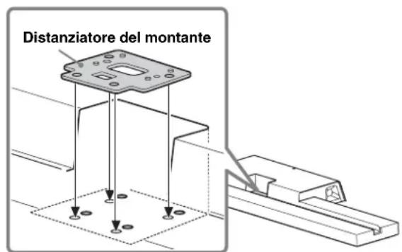 SONY SUB461S - Posizione il distanziatore del montante sul supporto per tevisore. - 1