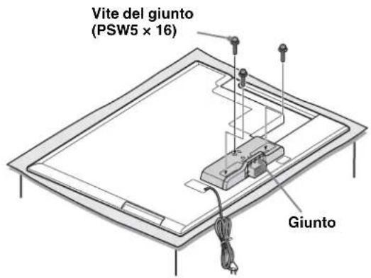 SONY SUB461S - Fissare il giunto in dotazione alla parte posteriore del teilevisore con le tre viti (PSW5 × 16) (in dotazione). - 1